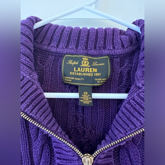 Vintage Black Label Ralph Lauren Cable Knit 1/4 Zip Sweater 100% Cotton in XS - Picture 5 of 8